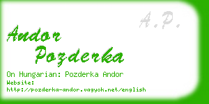 andor pozderka business card